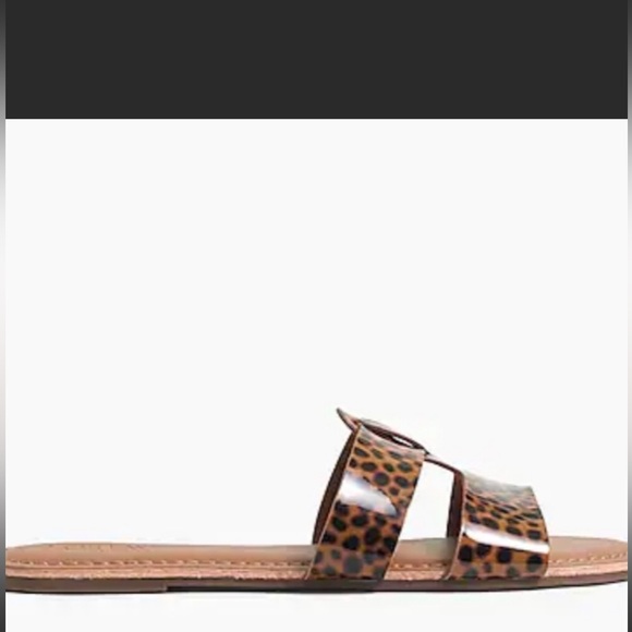 J.Crew Calf Hair Beachside Slide Sandals Leopard, Size 8 - Picture 2 of 9